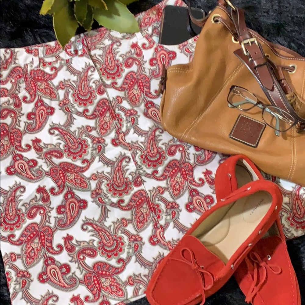 Charter Club Paisley Red & White Skirt 12